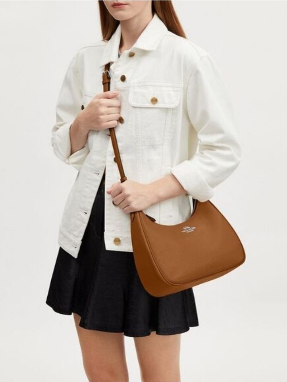 Coach Pebbled Leather Shoulder Hobo in Tan - Picture 8 of 11
